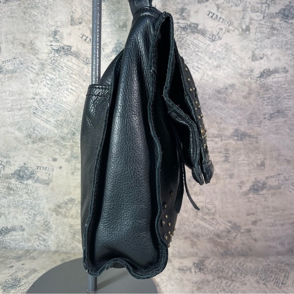 Lucky Brand 100% Black Leather Tote / Crossbody with studs - Picture 3 of 16